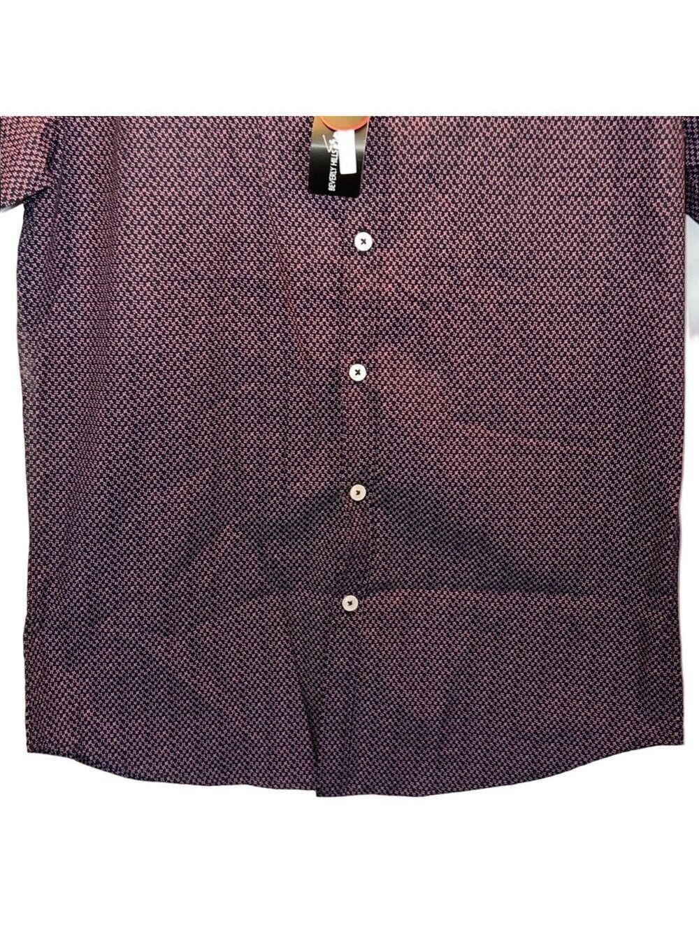 Beverly Hills Polo Club Navy and Purple/Plum Patterned Shirt, Size Men’s Small - Picture 4 of 9
